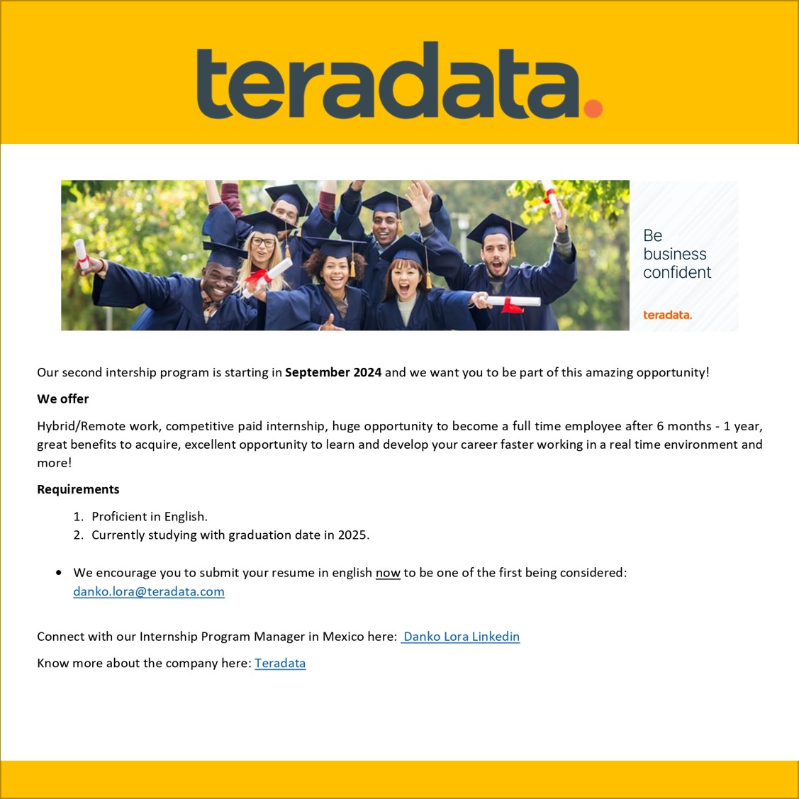 VACANTE - Programa de becarios 2025 | Teradata