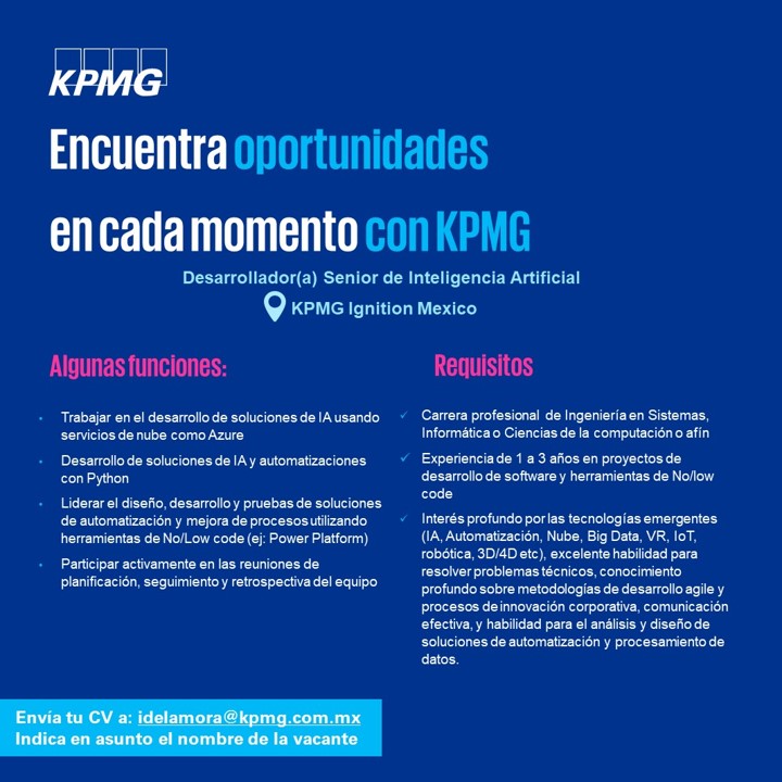 VACATE - Desarrollador Sr. de IA | KPMG