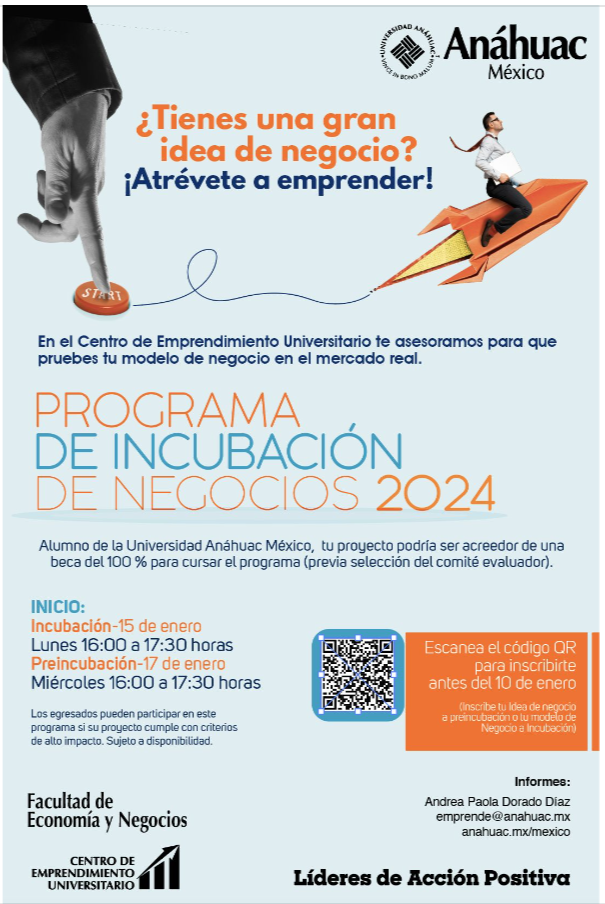 Convocatoria del Programa de la Incubadora Universitaria Primavera 202410