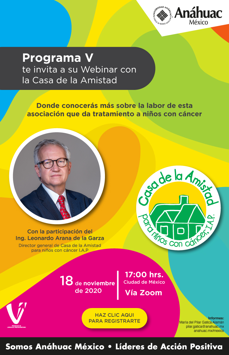 Programa V te invita al webinar con la Casa de la Amistad para niños con cáncer