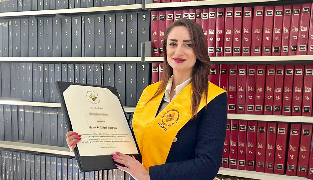 Bernadette Mourra graduates from the Master's program in Global Bioethics