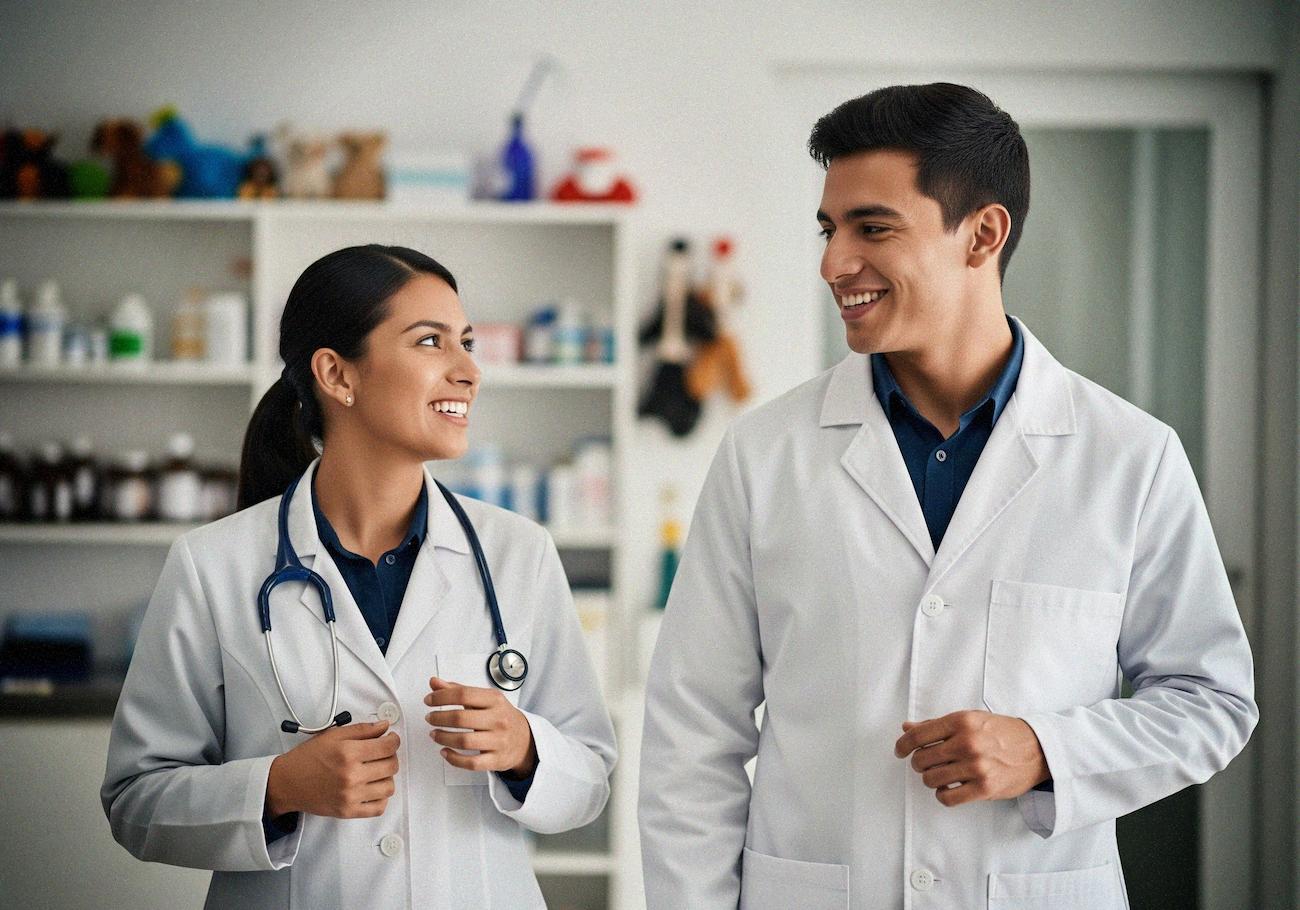 Tres estudiantes con casco naranja realizan pruebas con equipo electrónico conectado a grandes tubos metálicos, dentro de un laboratorio industrial.