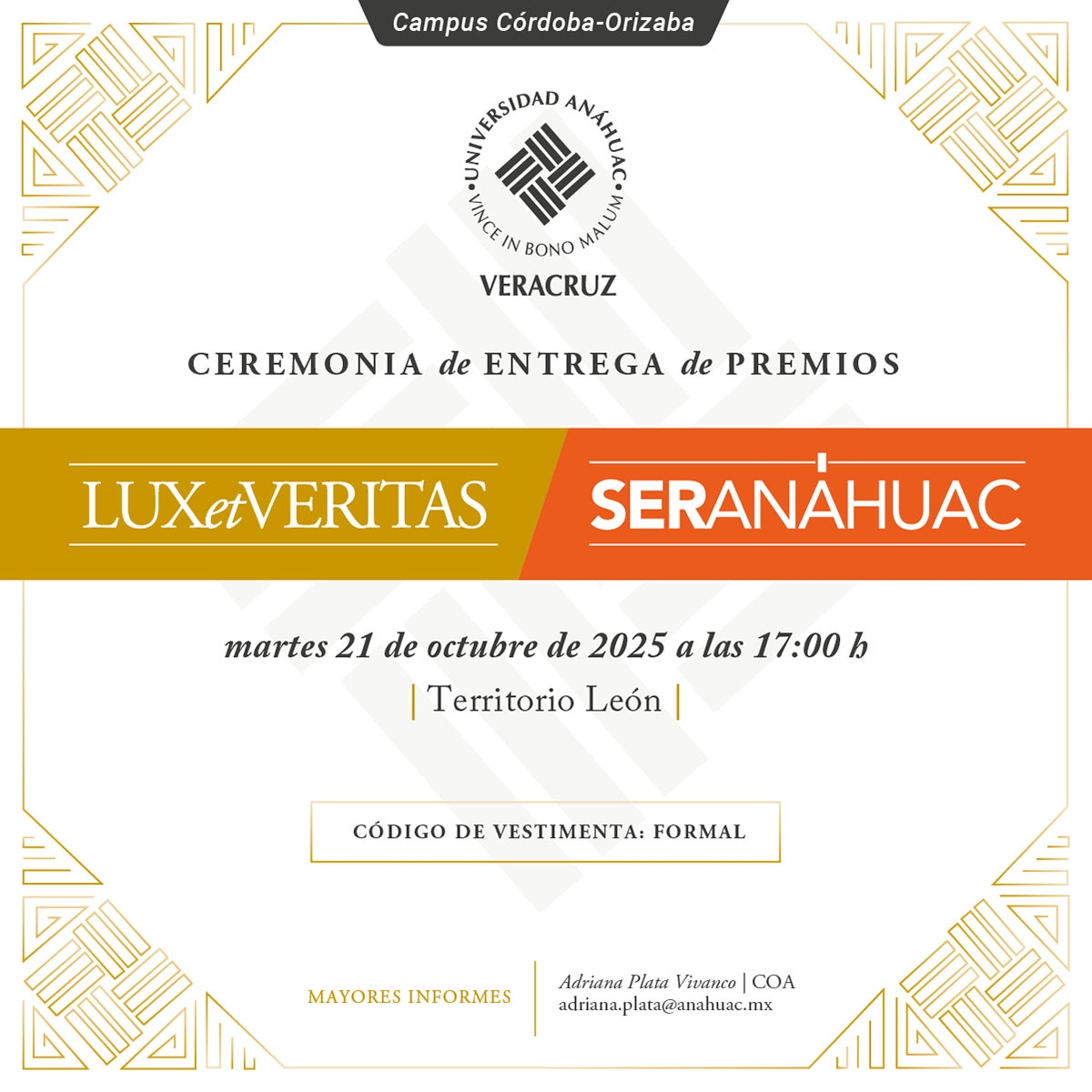 Ver en pantalla completa Entrega de Premios Lux et Veritas y Ser Anáhuac