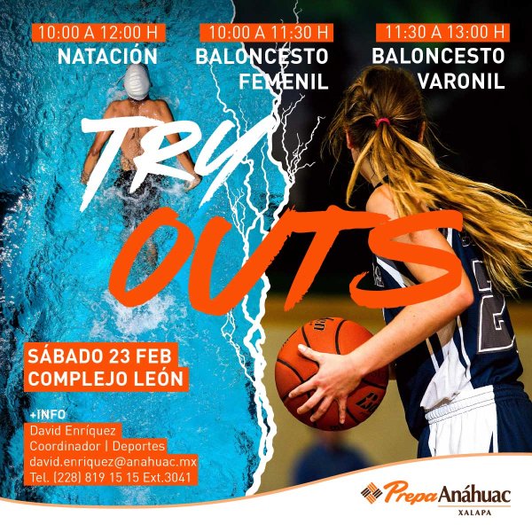 Tryouts para Natación y Básquetbol